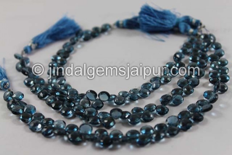 London Blue Topaz Faceted Heart Shape Beads